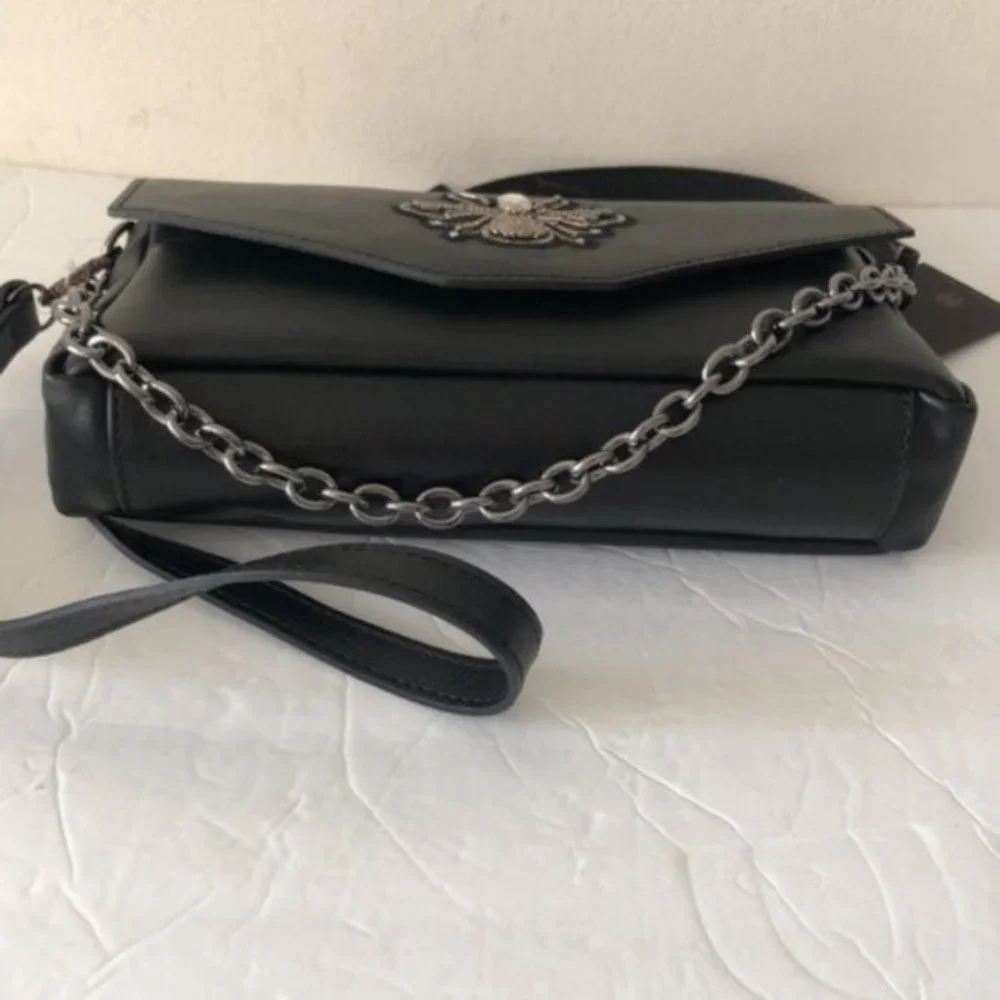 House of Harlow 1960 Gen Leather Crossbody Handbag Black Italy Bee Accent